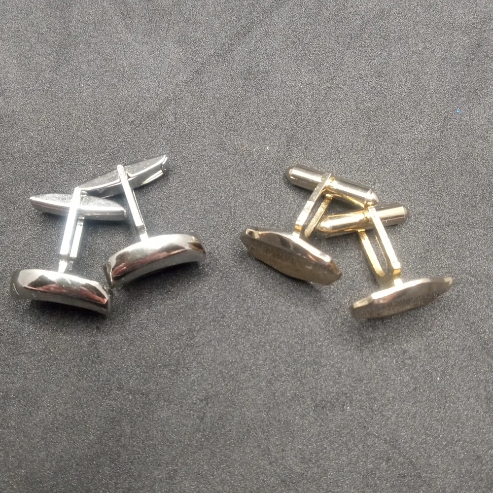 2 Classic Sets of Cufflinks for Men Silver And Gold Tone Simple Design